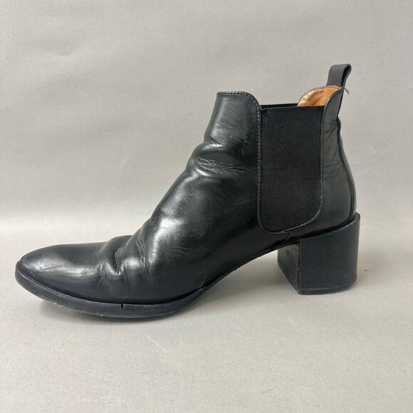 Everlane The Heel Boot block heel ankle smooth leather bootie in Black size 11 - Picture 1 of 16